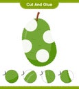 Cut and glue, cut parts of Jackfruit and glue them. Educational children game, printable worksheet, vector illustration