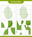 Cut and glue, cut parts of Jackfruit and glue them. Educational children game, printable worksheet, vector illustration