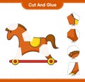 Cut and glue, cut parts of Rocking Horse and glue them. Educational children game, printable worksheet, vector illustration