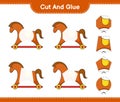 Cut and glue, cut parts of Rocking Horse and glue them. Educational children game, printable worksheet, vector illustration