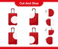 Cut and glue, cut parts of Travel Bag and glue them. Educational children game, printable worksheet, vector illustration