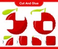 Cut and glue, cut parts of Yumberry and glue them. Educational children game, printable worksheet, vector illustration