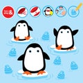 Cut Glue Penguin Children Paper Winter Game