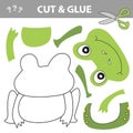 Cut and glue - Simple game for kids. Education paper game for children, Frog