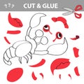 Cut and glue - Simple game for kids with Funny Crayfish