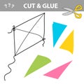 Cut and glue - Simple game for kids. Funny kite. Education paper game