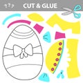 Cut and glue - Simple game for kids. Paper game for kids. Vector. Easter egg