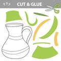 Cut and glue - Simple game for kids. Puzzle with green jug.