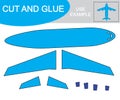 Cut and glue to create image of airplane air transport. Educational game for children.