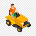 Cut grass machine icon, isometric style