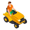 Cut grass machine icon, isometric style