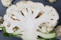 Cut in half cauliflower closeup selective focus Royalty Free Stock Photo