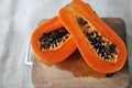 Fresh Papaya on Wooden Board Background Royalty Free Stock Photo