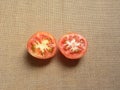 Cut halves of tomato Royalty Free Stock Photo