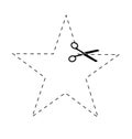 Cut here line icon pack symbol. Paper cut icon with dotted line. Scissors with cut lines. Vector