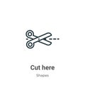 Cut here outline vector icon. Thin line black cut here icon, flat vector simple element illustration from editable shapes concept Royalty Free Stock Photo