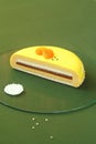 Cut of Honey, Sea-buckthorn and Apricot Yellow Entremet Cake