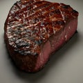 A Cut of Juicy Grilled Steak on a Grey Background Generative AI