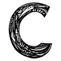 Cut letter C isolated