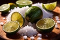 Cut lime slices and sea salt