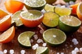 Cut lime slices and sea salt