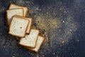 Cut of loaf bread on white against white background Royalty Free Stock Photo