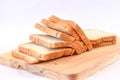 The cut loaf of bread on white Background Royalty Free Stock Photo