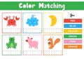 Cut and match the colors. Educational game for kids. Sorting activity puzzle