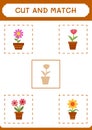 Cut and match parts of Flower, game for children. Vector