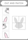 Cut and match parts of Rabbit, game for children. Vector