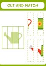 Cut and match parts of Watering can, game for children. Vector Royalty Free Stock Photo