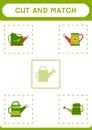 Cut and match parts of Watering can, game for children. Vector Royalty Free Stock Photo