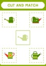 Cut and match parts of Watering can, game for children. Vector Royalty Free Stock Photo