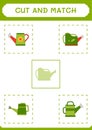 Cut and match parts of Watering can, game for children. Vector Royalty Free Stock Photo