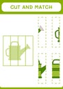Cut and match parts of Watering can, game for children. Vector Royalty Free Stock Photo