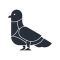 Cut of meat Dove. Pigeon silhouette scheme lines of different pa