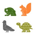 Cut of meat set beast. Turtle and frog silhouette scheme lines o