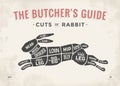 Cut Of Meat Set. Poster Butcher Diagram, Scheme - Rabbit