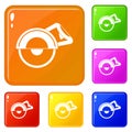 Cut off machine icons set vector color Royalty Free Stock Photo