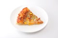 Cut off slice pizza  on white background Royalty Free Stock Photo
