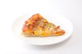 Cut off slice pizza  on white background Royalty Free Stock Photo