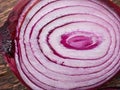 Cut onion on wooden back