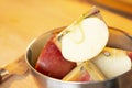 Cut open apple in bowl Royalty Free Stock Photo