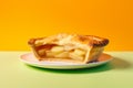 Cut open apple pie. Generative AI Royalty Free Stock Photo