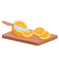 Cut orange fruits, isometric juicy slices of citrus fruits for cooking cocktail or juice