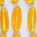 Cut orange slices fresh and juicy. Collection, healthy. Royalty Free Stock Photo