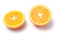 Cut orange on white background