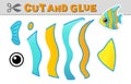 Cut out applique and glue a fish. Vector illustration. Paper game for children's creativity, activity and learning Royalty Free Stock Photo