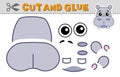 Cut out applique and glue a hippo head. Vector illustration. Paper game for children's creativity, activity and