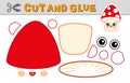 Cut out applique and glue a mushroom amanita. Vector illustration. Paper game for children's creativity, activity